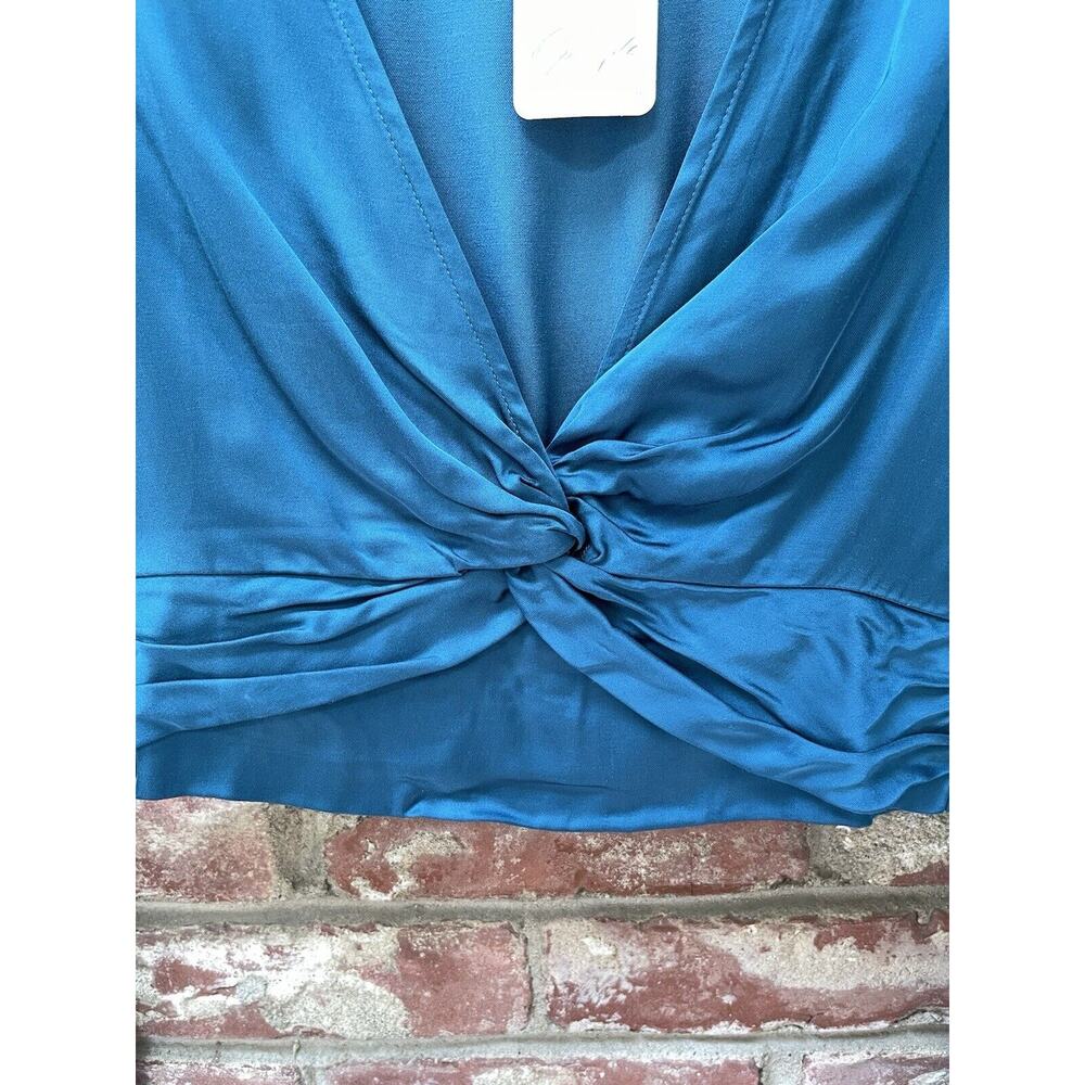NWT Size XS Free People Miraya Twist Satin Crop Top Corsair Teal Blue REVOLVE - Picture 7 of 10